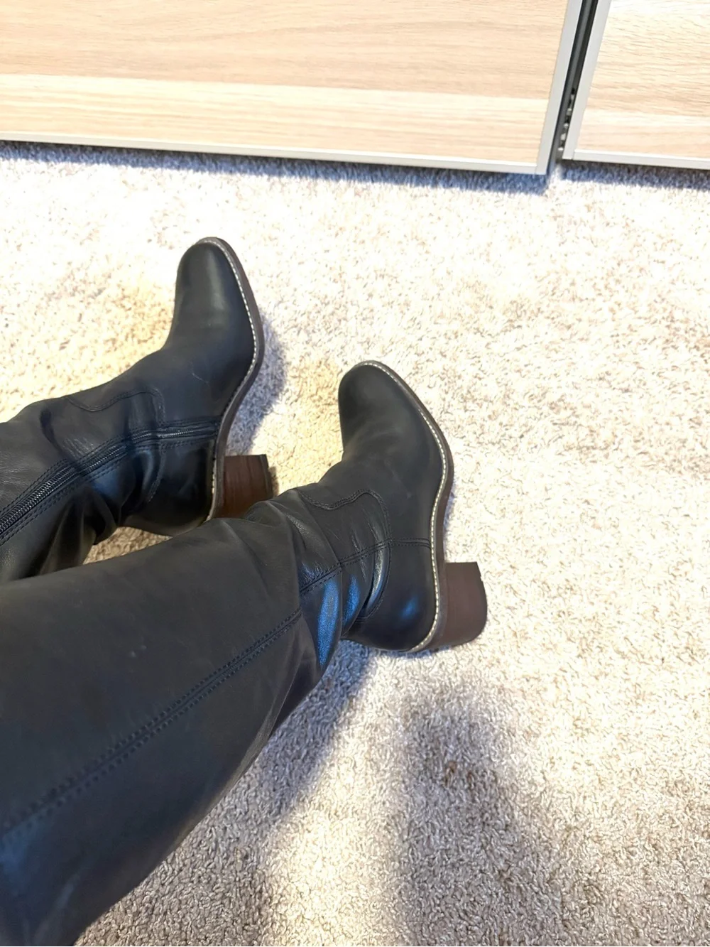 Franco Sarto Black Over-the-Knee Leather Boots